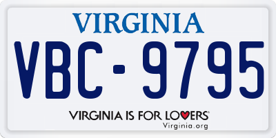 VA license plate VBC9795