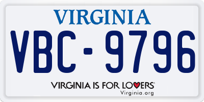VA license plate VBC9796