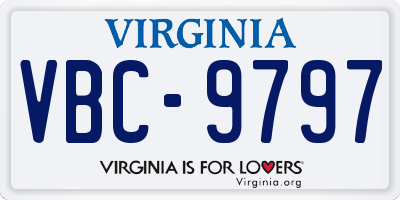 VA license plate VBC9797