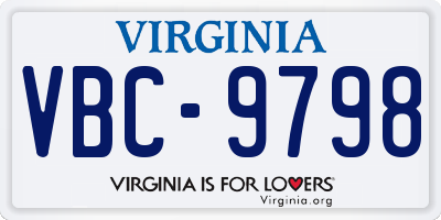 VA license plate VBC9798