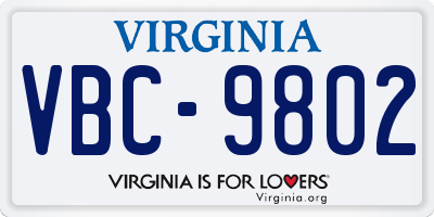 VA license plate VBC9802