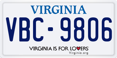 VA license plate VBC9806