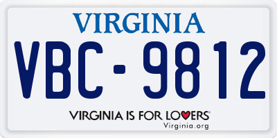 VA license plate VBC9812