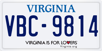VA license plate VBC9814