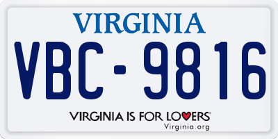 VA license plate VBC9816