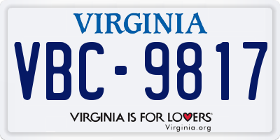 VA license plate VBC9817