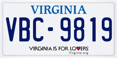 VA license plate VBC9819
