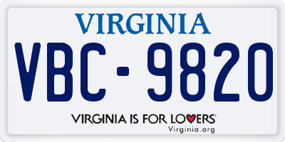 VA license plate VBC9820