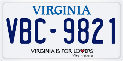 VA license plate VBC9821