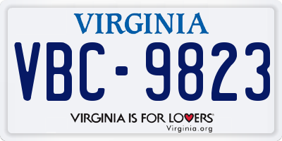 VA license plate VBC9823