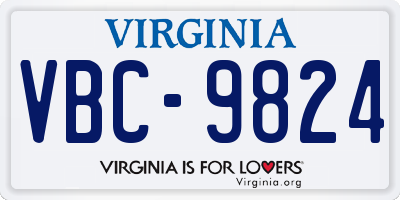 VA license plate VBC9824