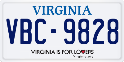 VA license plate VBC9828