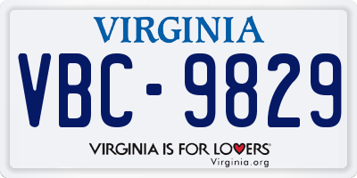 VA license plate VBC9829