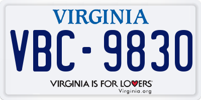 VA license plate VBC9830
