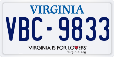 VA license plate VBC9833