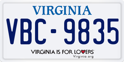 VA license plate VBC9835