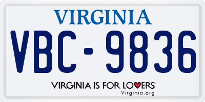 VA license plate VBC9836