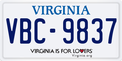 VA license plate VBC9837