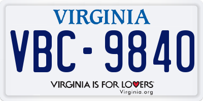 VA license plate VBC9840