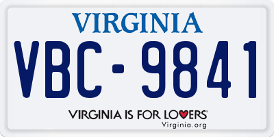 VA license plate VBC9841