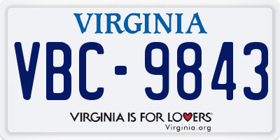 VA license plate VBC9843