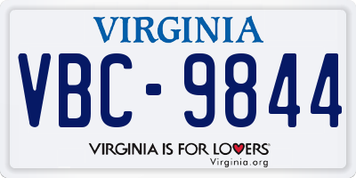 VA license plate VBC9844