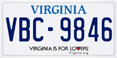 VA license plate VBC9846