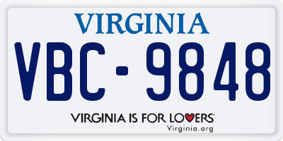 VA license plate VBC9848