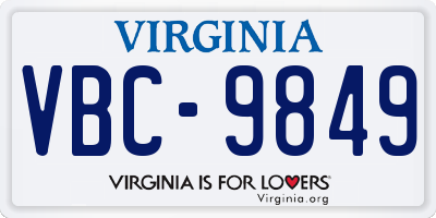VA license plate VBC9849