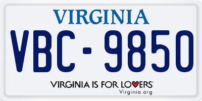 VA license plate VBC9850