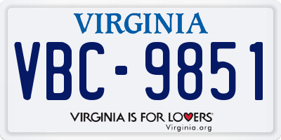 VA license plate VBC9851
