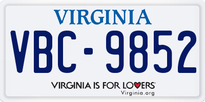VA license plate VBC9852