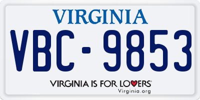 VA license plate VBC9853