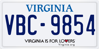 VA license plate VBC9854