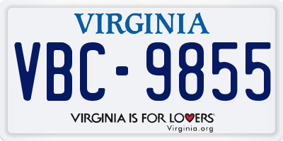 VA license plate VBC9855