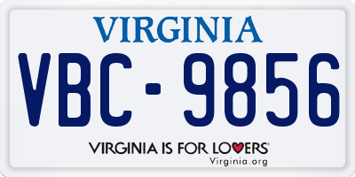 VA license plate VBC9856