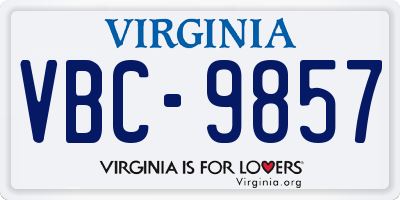 VA license plate VBC9857
