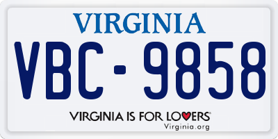VA license plate VBC9858