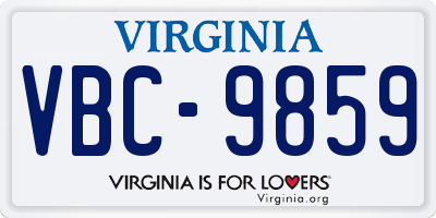 VA license plate VBC9859