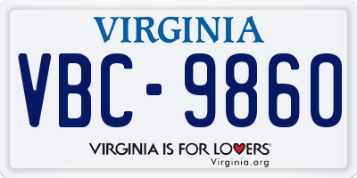 VA license plate VBC9860