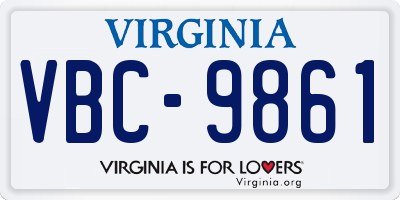 VA license plate VBC9861