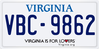 VA license plate VBC9862