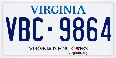 VA license plate VBC9864