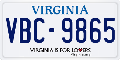 VA license plate VBC9865