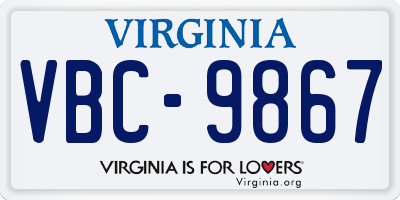 VA license plate VBC9867