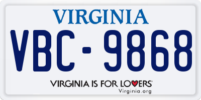 VA license plate VBC9868