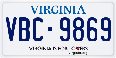 VA license plate VBC9869