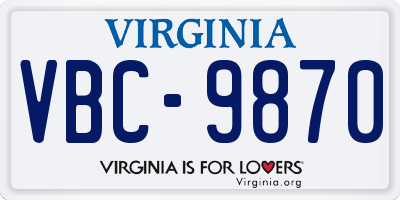 VA license plate VBC9870