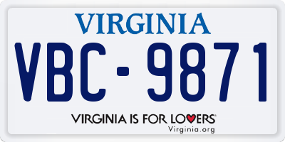 VA license plate VBC9871