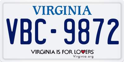 VA license plate VBC9872